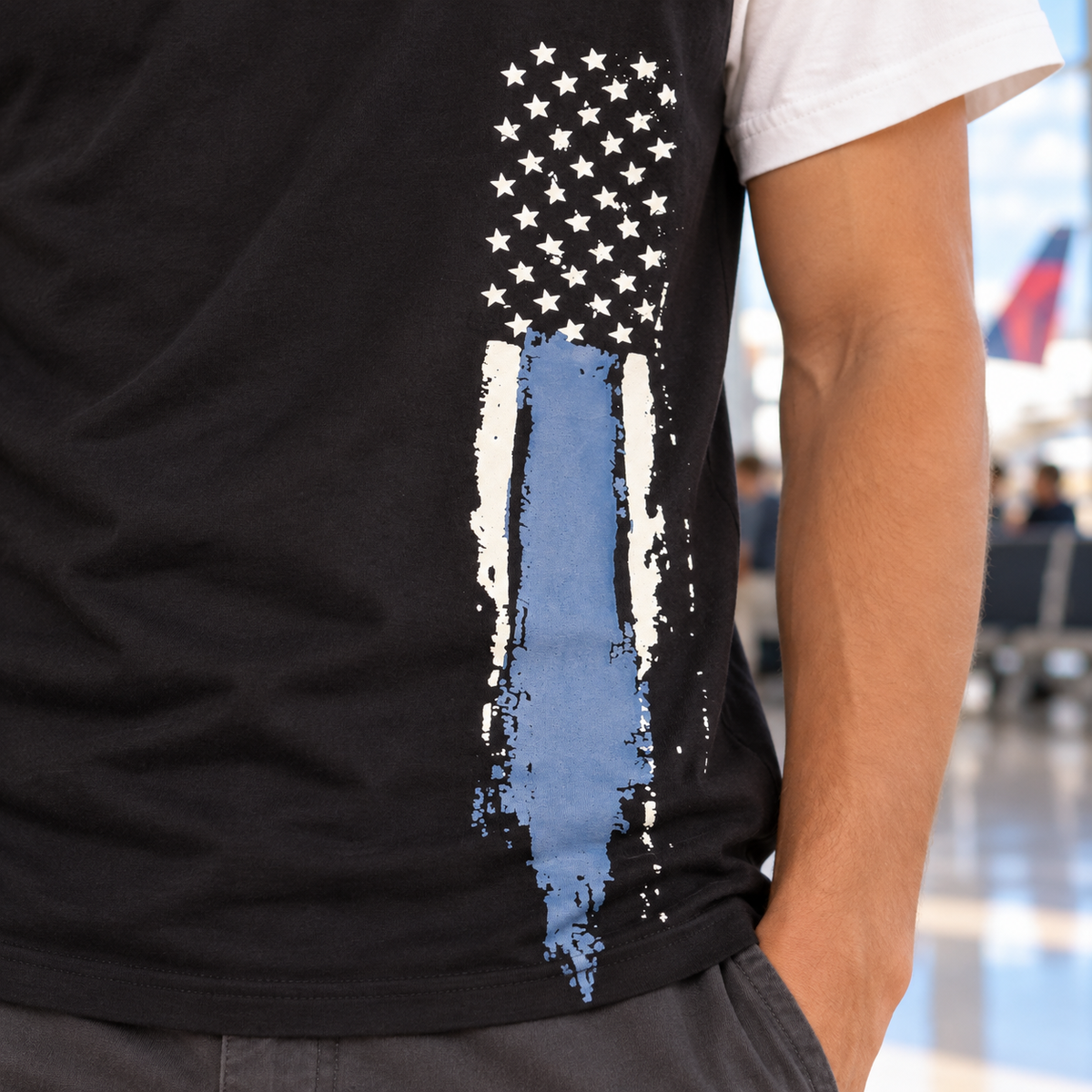 1776 Americana Raglan Graphic T-Shirt – Black & White