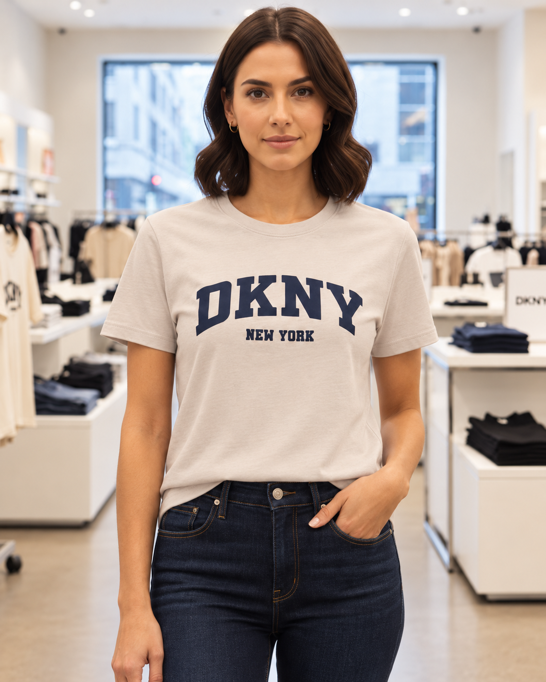 DKNY Jeans Women's Logo T-Shirt – Beige