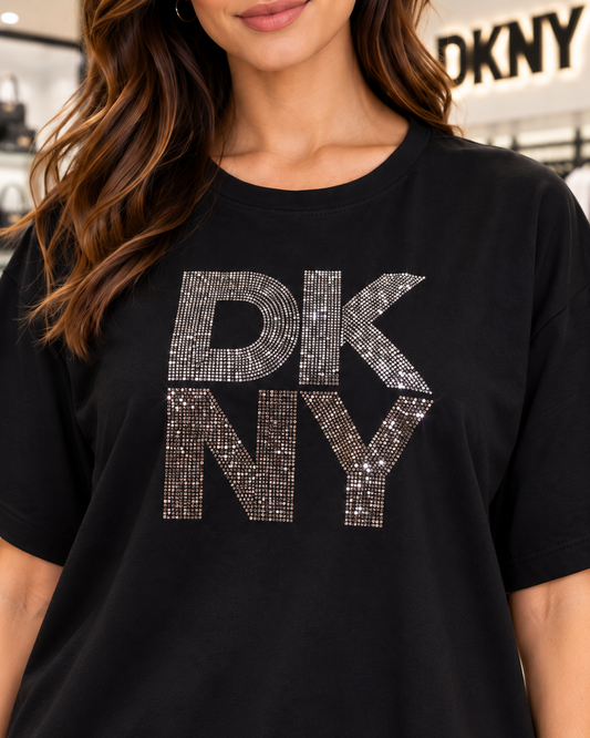 DKNY Sport Women's Crystal Logo T-Shirt – Black