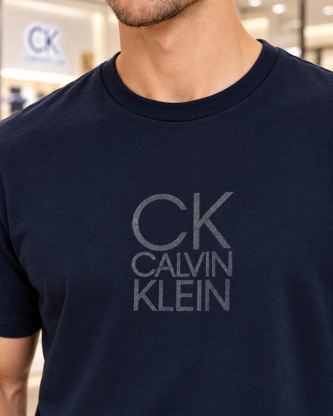 Calvin Klein Jeans Men's Classic Fit CK Logo T-Shirt – Dark Sapphire