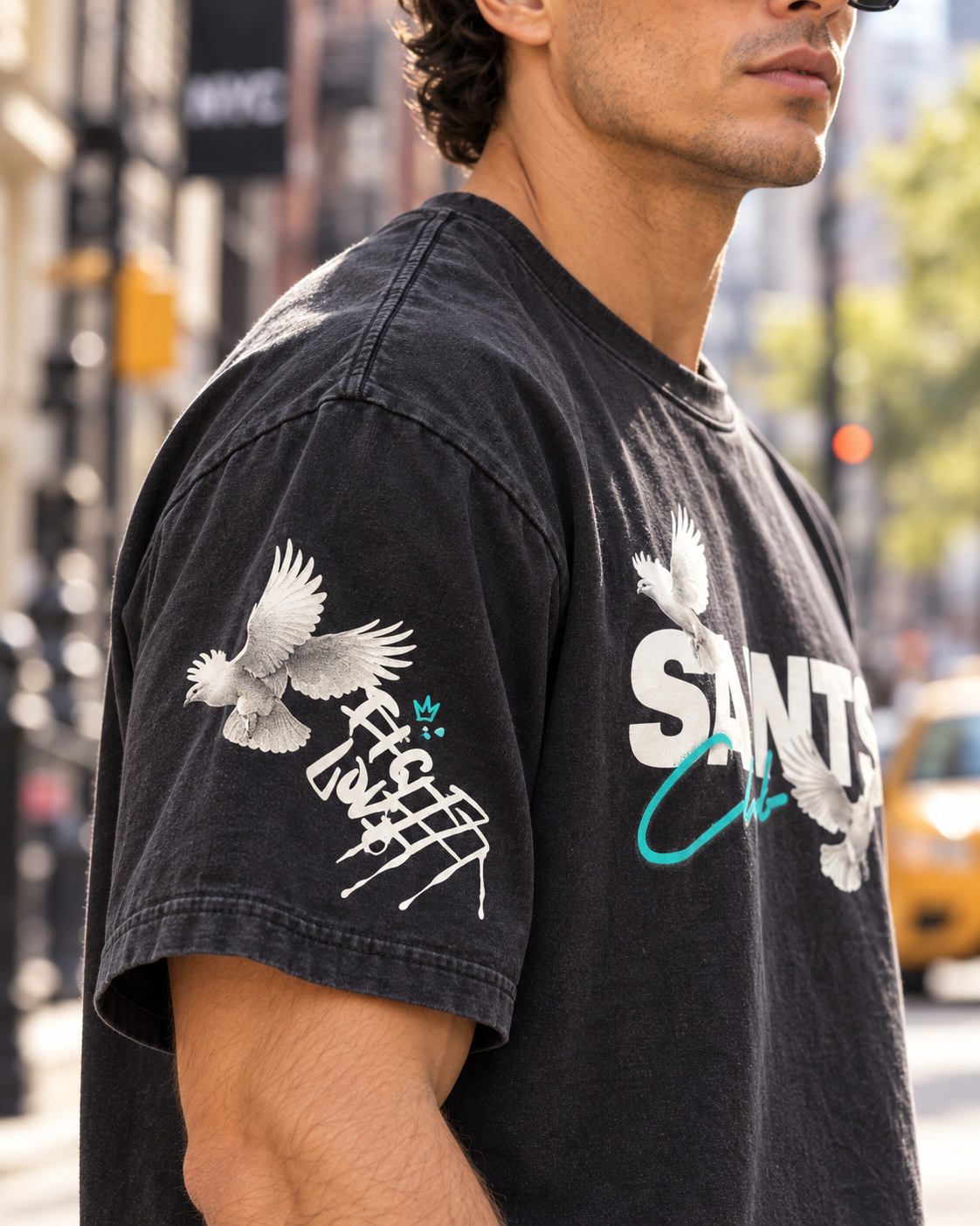 Savage Crew Men's SAINTS Club Angel & Dove Graphic T-Shirt - Black