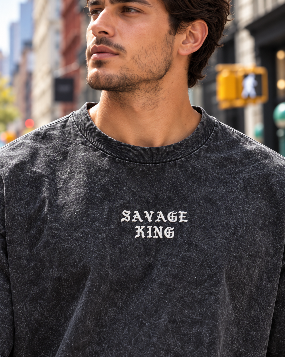 Eighty Eight Men's Savage King Mineral Wash Graphic T-Shirt