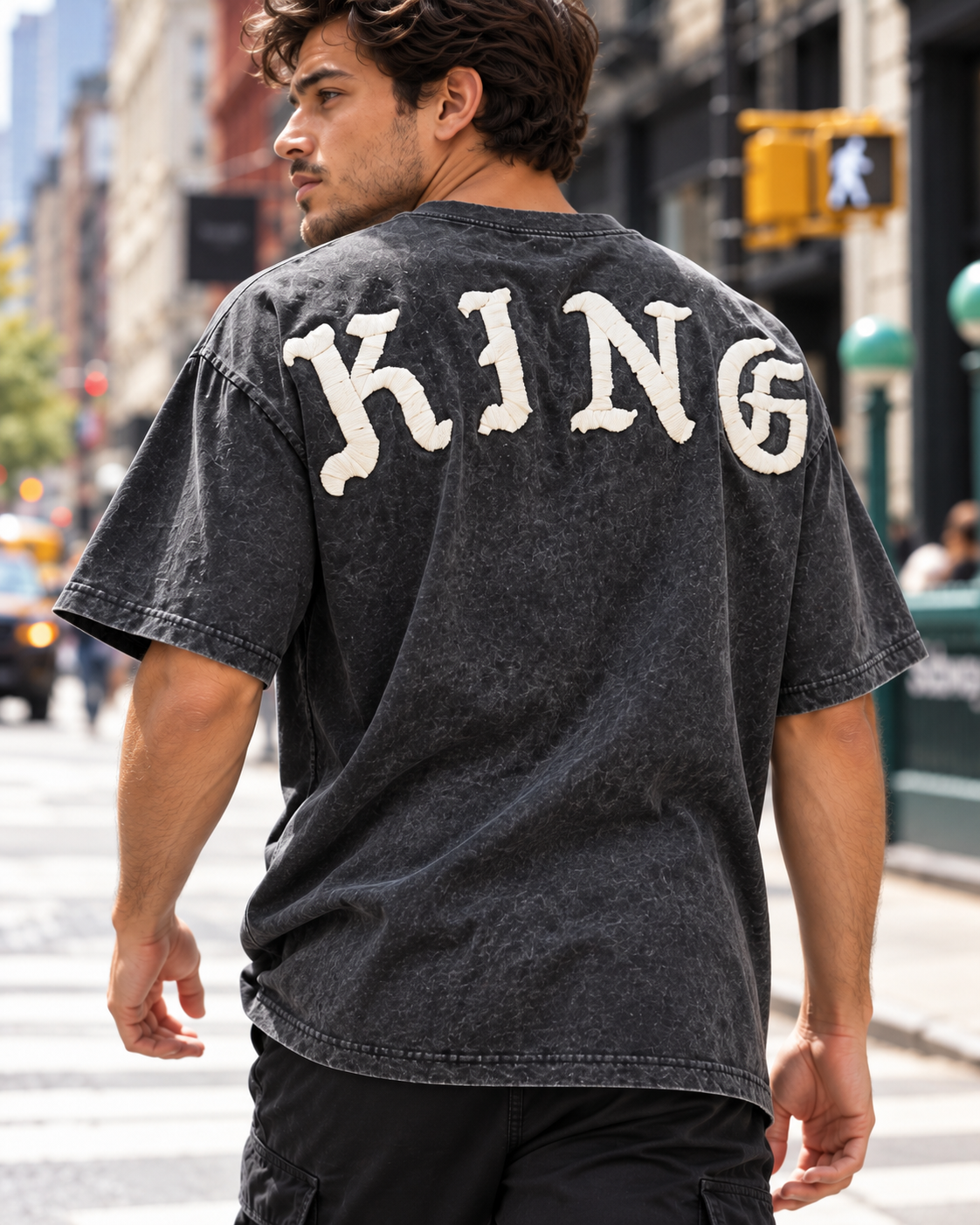 Eighty Eight Men's Savage King Mineral Wash Graphic T-Shirt