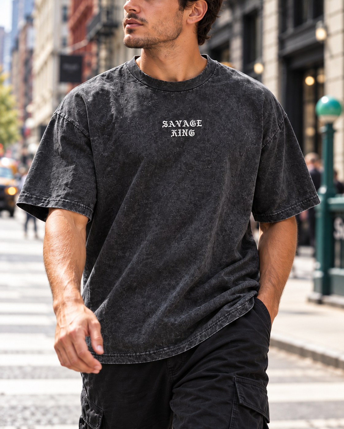 Eighty Eight Men's Savage King Mineral Wash Graphic T-Shirt