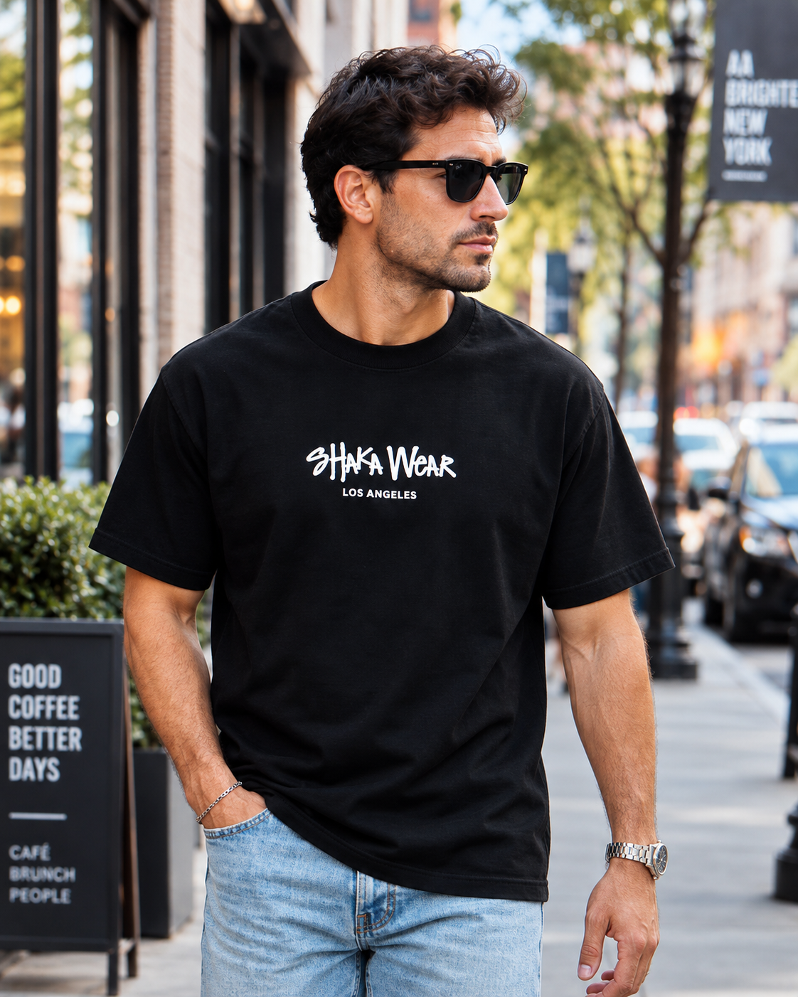 Shaka Wear Men's Super Max Heavy Logo T-Shirt – Black