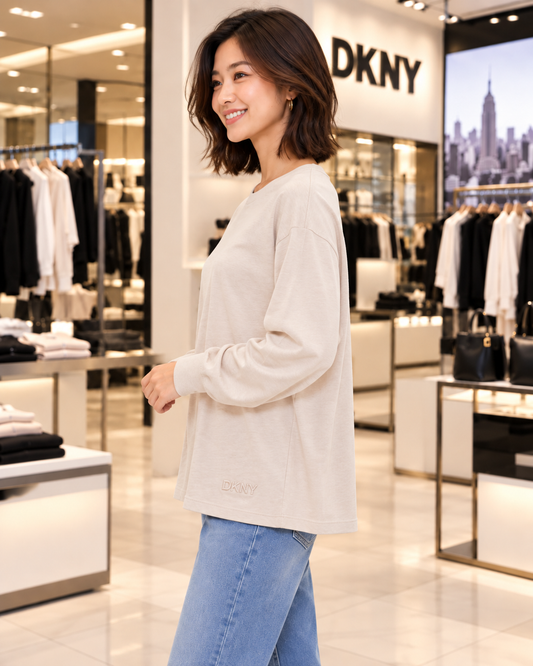 DKNY Sport Women's Long-Sleeve Logo T-Shirt – Oat