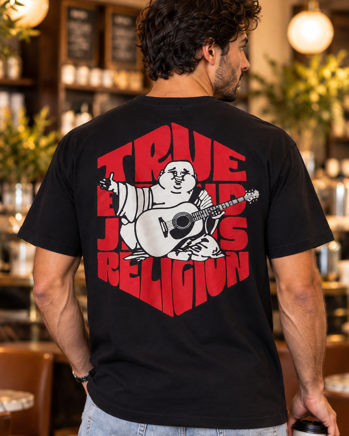 TRUE RELIGION Men's Hexa Buddha Tee – Jet Black