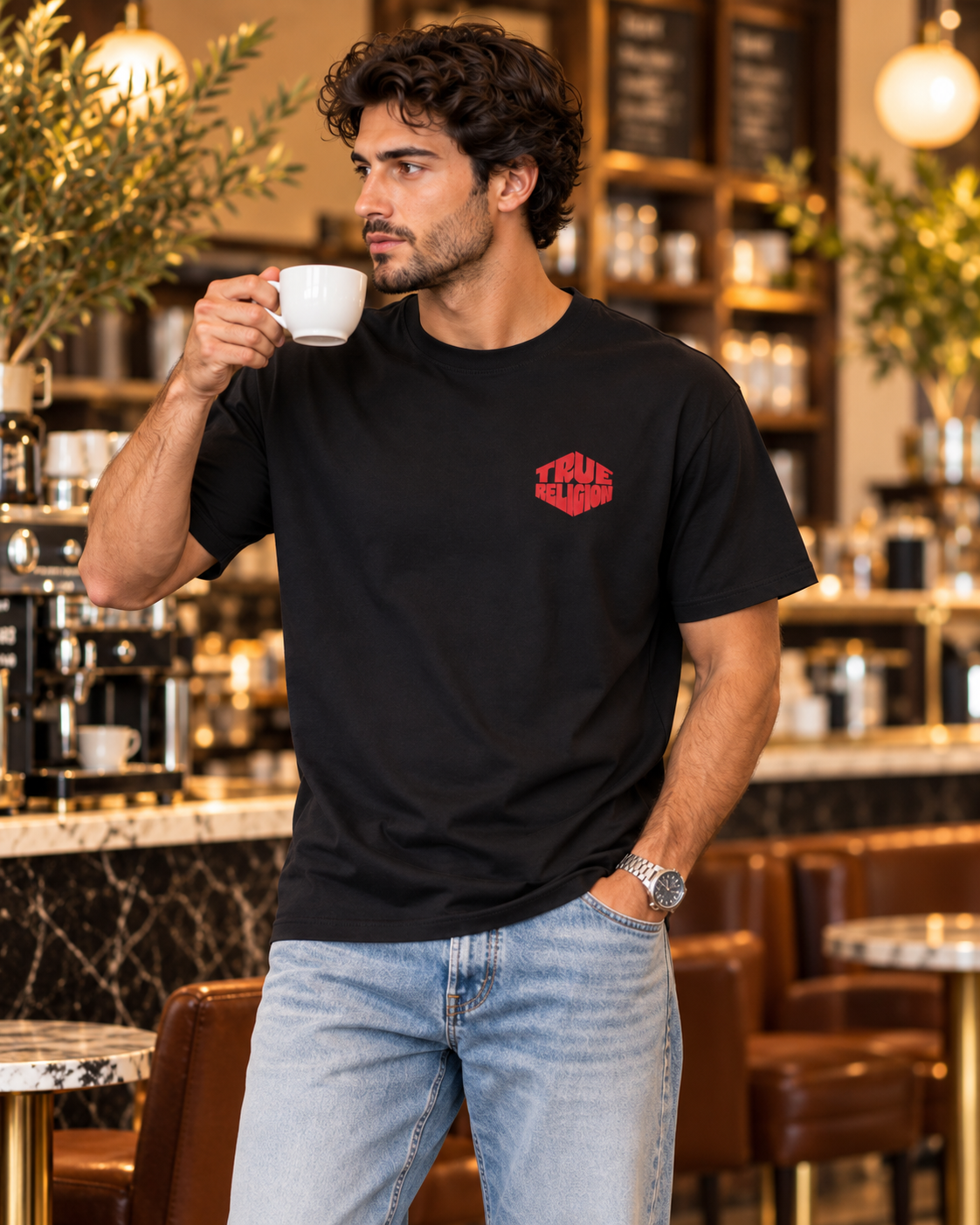 TRUE RELIGION Men's Hexa Buddha Tee – Jet Black