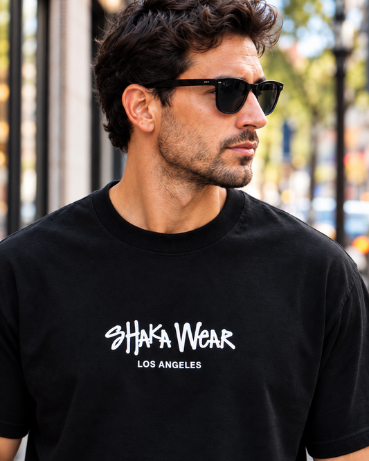 Shaka Wear Men's Super Max Heavy Logo T-Shirt – Black