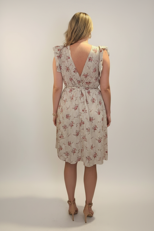 Vanessa Scott Floral Stripe Dress - Back, full frame