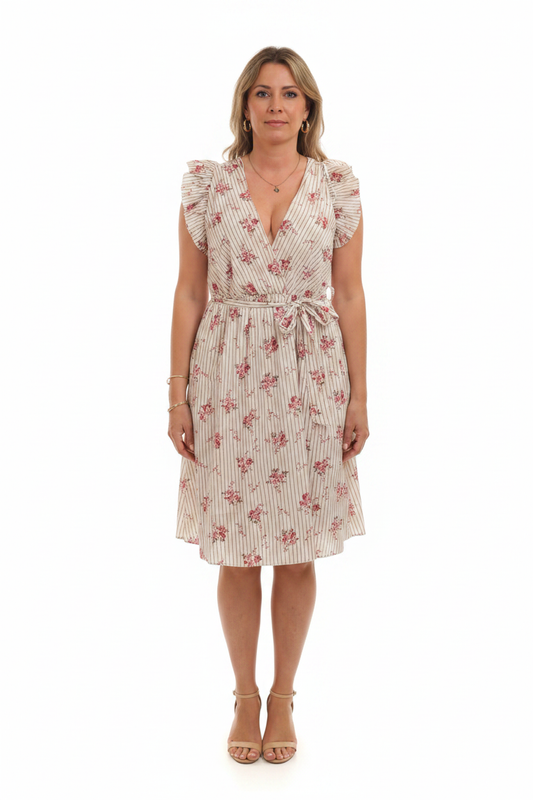 Vanessa Scott Floral Stripe Dress - Front